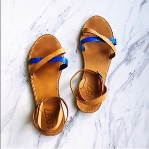 Madewell 1937 Brown and Blue Strappy Sandals